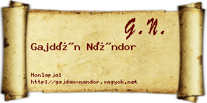 Gajdán Nándor névjegykártya